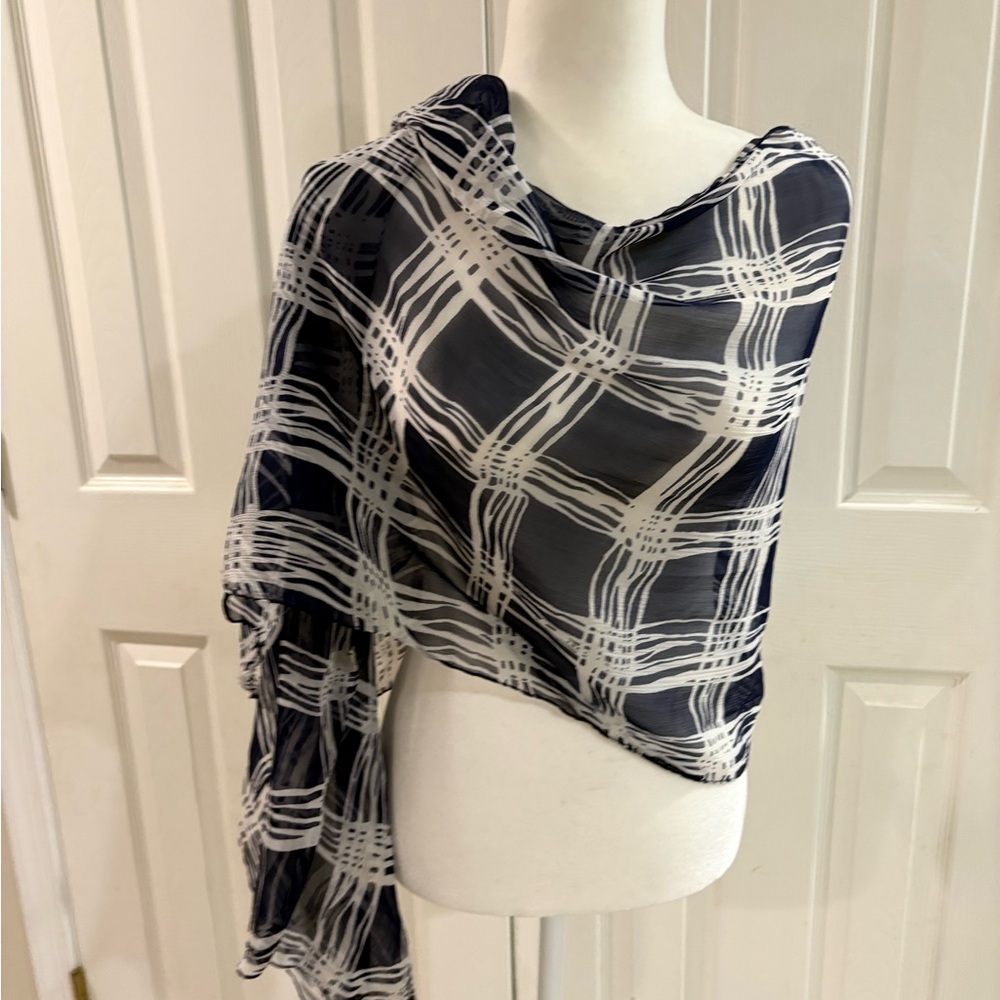 Chic Black and White Sheer Scarf